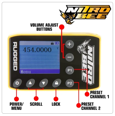 Radio Receiver, Nitro Bee Xtreme, LCD Screen, Headphones / Charging Cord Included, Plastic, Yellow, Each - RGR-NITROBEEX