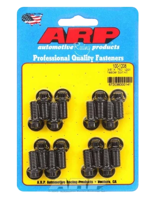 Header Bolt, 3/8-16 in Thread, 0.750 in Long, 12 Point Head, Chromoly, Black Oxide, Universal, Set of 16 - ARP100-1208