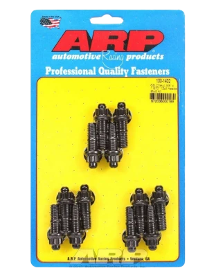Header Stud, 3/8 in Diameter, 1.67 in Long, 12 Point Nuts, Chromoly, Black Oxide, Small Block Chevy, Set of 12. - ARP100-1402