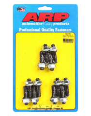 Header Stud, 3/8 in Diameter, 1.67 in Long, Hex Nuts, Chromoly, Black Oxide, Small Block Chevy, Set of 12.