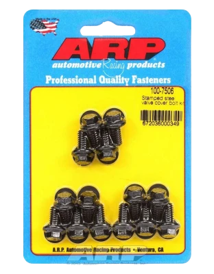 Valve Cover Fastener, Bolt, 1/4-20 in Thread, 0.515 in Long, Hex Head, Washers Included, Chromoly, Black Oxide, Set of 14. - ARP100-7506