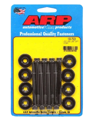 Valve Cover Fastener, Bolt, 6 mm Male Thread, 2.755 in Long, 12 Point Head, Washers Included, Chromoly, Black Oxide, GM LS-Series, Set of 8. - ARP100-7523
