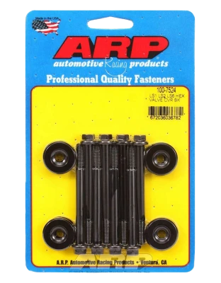 Valve Cover Fastener, Bolt, 6 mm Male Thread, 2.755 in Long, Hex Head, Washers Included, Chromoly, Black Oxide, GM LS-Series, Set of 8. - ARP100-7524