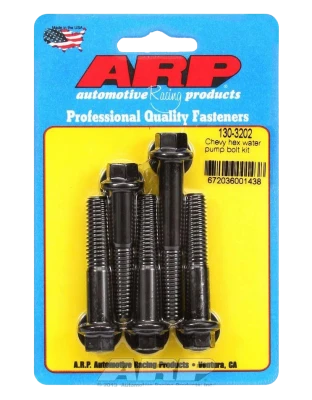 Water Pump Bolt Kit, Hex Head, Washers Included, Chromoly, Black Oxide, Long Water Pump, Chevy V8, Kit. - ARP130-3202