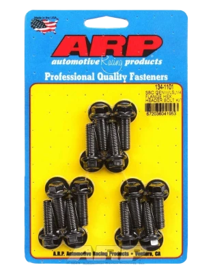 Header Bolt, 8 mm x 1.25 Thread, 0.984 in Long, Hex Head, Washers Included, Chromoly, Black Oxide, GM LS-Series, Set of 12. - ARP134-1101