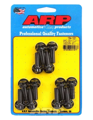 Header Bolt, 8 mm x 1.25 Thread, 0.984 in Long, 12 Point Head, Washers Included, Chromoly, Black Oxide, GM LS-Series, Set of 12. - ARP134-1201