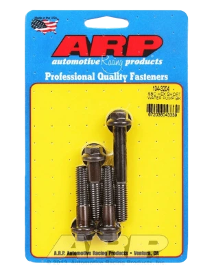 Water Pump Bolts, Hex, Steel, Black Oxide, Chevy, Small Block, Short, Set of 4 - ARP134-3204