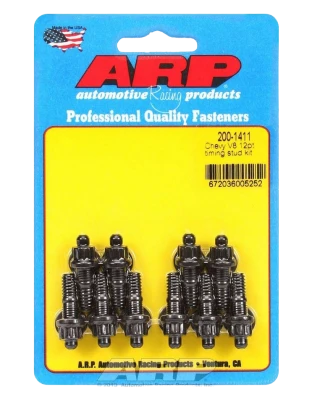 Timing Cover Stud, 12 Point Nuts, Chromoly, Black Oxide, Chevy V8, Set of 10. - ARP200-1411
