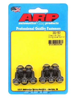Timing Cover Bolt Kit, 12 Point Head, Chromoly, Black Oxide, Small Block Chevy, Set of 10. - ARP200-1501