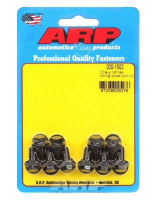 Timing Cover Bolt Kit, Hex Head, Chromoly, Black Oxide, Small Block Chevy, Set of 10. - ARP200-1502