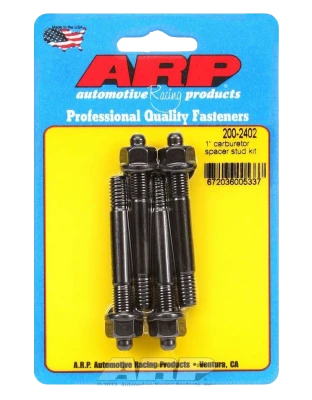 Carburetor Stud, 5/16-18 and 5/16-24 in Thread, 2.7 in Long, Hex Nuts, Chromoly, Black Oxide, Set of 4. - ARP200-2402