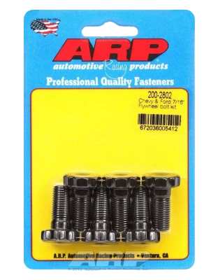 Flywheel Bolt Kit, Pro Series, 7/16-20in. Thread, 1.000in. Long, 12 Point Head, Chromoly, Black Oxide, 2-Piece Seal, GM V6 / V8, Set of 6. - ARP200-2802