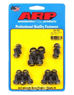 Oil Pan Bolt Kit, Hex Head, Chromoly, Black Oxide, 2-Piece Cork Gasket, Small Block Chevy, Kit. - ARP234-1802