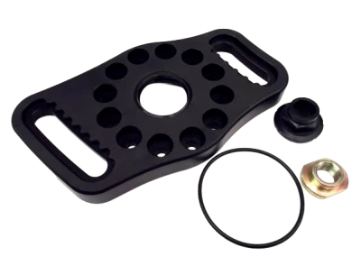 Double Sided Radius Climber Pinion Mount (includes-seal, oring, bung & threaded bung). Aluminum, Black Anodized - PPM0430
