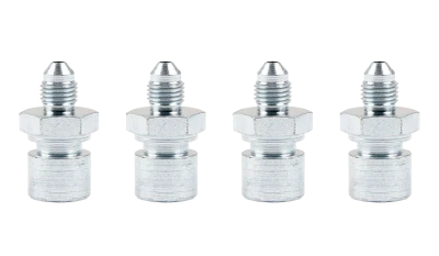 Brake Line Adapter, Clip-In, 3/8-24 in Inverted Flare Female to 3 AN Male, Steel, Zinc Oxide, 4 pack - PPM444013