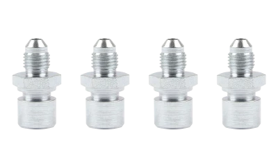 Brake Line Adapter, Clip-In, 3/8-24 in Inverted Flare Female to 4 AN Male, Steel, Zinc Oxide, 4 pack - PPM444014
