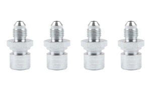 Brake Line Adapter, Clip-In, 3/8-24 in Inverted Flare Female to 4 AN Male, Steel, Zinc Oxide, 4 pack