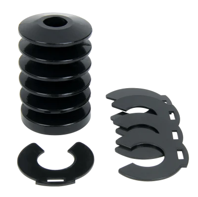 Bump Stop, 3 in Tall, 1-5/8 in OD, 1/16 in Thick Packer Shims Included, Polyurethane, Black - PPMS-3019-64505