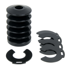 Bump Stop, 3 in Tall, 1-5/8 in OD, 1/16 in Thick Packer Shims Included, Polyurethane, Black