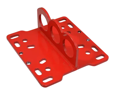 Engine Lift Plate, Fits Holley 2 bbl and 4 bb, and Rochester intakes, Powder Coated Red, 3/16 in Steel, Each - PPM10123