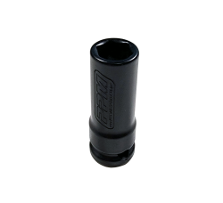 Body Bolt Socket, 7/16 in Hex, 3/8 in Drive, Deep Well, Magnetic, Flat Black Powdercoated, Steel, Each