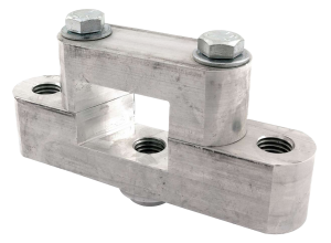 Panhard Bar Bracket, Frame Mount, Clamp-On, Angled, Aluminum, Black Anodized, 2 in Square Tubing, 3 Hole Mount, Each