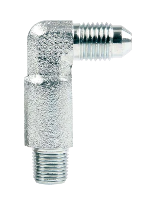 Fitting, Adapter, Straight, 4 AN Male to 1/8 in NPT Male, 90 degree, 1 in Extension, Steel - PPM941-7023-90