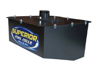 5 Gal. Mod Lite Dwarf Car Fuel Cell. Top Pick Up. -6an Fuel Pick Up. -6an Fuel Return. -6an Vent/ Rollover Valve. 11.75 in. Front to Back. 12 in. Across the Rear.  Straps Included.
