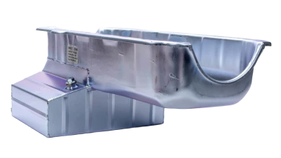 8qt. Engine Oil Pan, Rear/ Wet Sump, 2 Piece Rear Main Seal, 8in. Deep, Louvered Tray, Small Block Chevy, Steel, Each. - CHA-CP55LT
