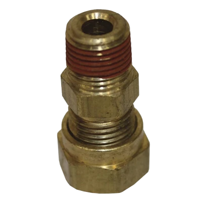 Master Cylinder Adapter Compression Fitting, Straight, 1/8 in NPT Male to 7/16-20in. Compression Fitting to 10 mm x 1.0 Female, Brass, Natural, Each. (40)(51) - WIN68042