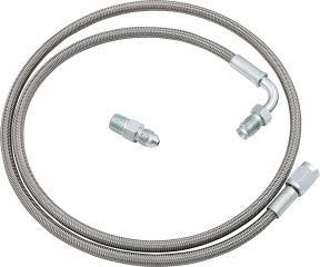 Clutch Line Hose, 36 in Long, 3 AN Hose, 3 AN Straight Female to 3/16 in 90 Degree Inverted Flare Male, Braided Stainless, PTFE, Kit