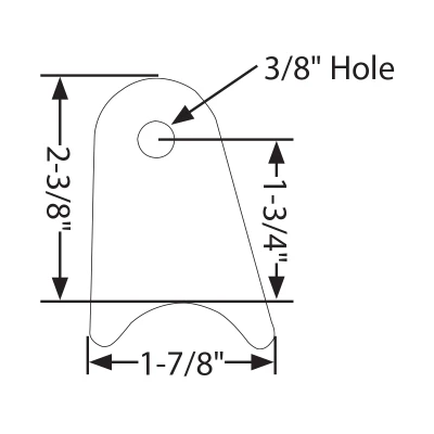 Chassis Tab, Radius, 3/8 in Mounting Hole, 3/16 in Thick, Steel, Natural, Each - PPM-601