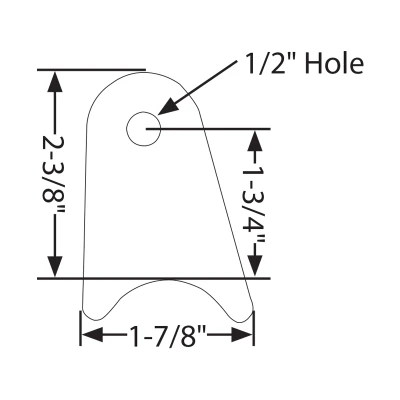 Chassis Tab, Radius, 1/2 in Mounting Hole, 3/16 in Thick, Steel, Natural, Each - PPM-602