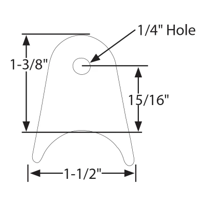 Chassis Tab, Radius, 1/4 in Mounting Hole, 1/8 in Thick, Steel, Natural, Each - PPM-603