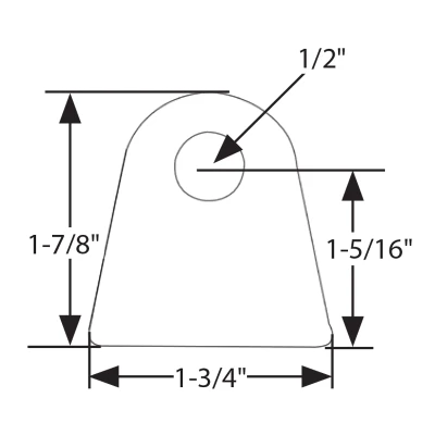 Chassis Tab, Flat, 1/2 in Mounting Hole, 3/16 in Thick, Steel, Natural, Each - PPM-606