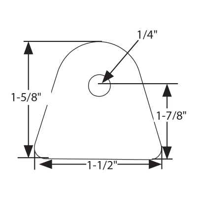 Chassis Tab, Flat, 1/4 in Mounting Hole, 1/8 in Thick, Steel, Natural, Each - PPM-612