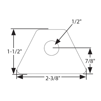 Chassis Tab, Seat Tab, Flat, 1/2 in Mounting Hole, 1/4 in Thick, Steel, Natural, Each - PPM-619