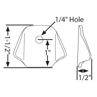 Tab, Body Brace, Radius, Gusseted, 1/4 in Mounting Hole, 0.125 in Thick, Steel, Each - PPM-614