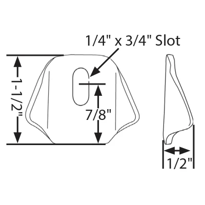 Tab, Body Brace, Radius, Gusseted, 1/4 in Bore, 3/4 in Slot, 0.125 in Thick, Steel, Each - PPM-615
