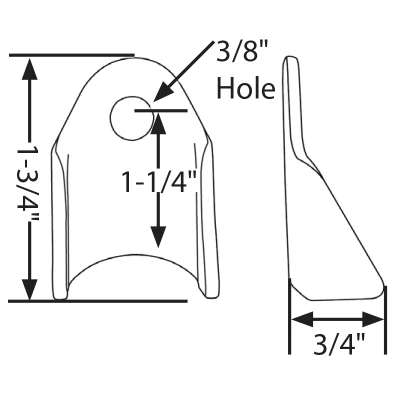 Tab, Body Brace, Radius, Gusseted, 3/8 in Mounting Hole, 0.125 in Thick, Steel, Natural, Each - PPM-616