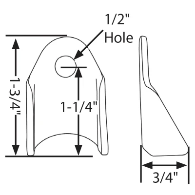 Tab, Body Brace, Radius, Gusseted, 1/2 in Mounting Hole, 0.125 in Thick, Steel, Natural, Each - PPM-617