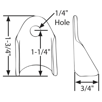 Tab, Body Brace, Radius, Gusseted, 1/4 in Mounting Hole, 0.125 in Thick, Steel, Natural, Each - PPM-641