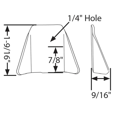 Tab, Body Brace, Flat, Gusseted, 1/4 in Mounting Hole, 0.085 in Thick, Steel, Each - PPM-627