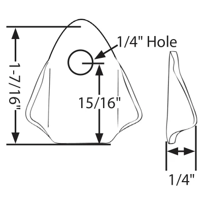 Tab, Body Brace, Radius, Gusseted, 1/4 in Mounting Slot, 1/8 in Thick, Steel, Natural, Each - PPM-687