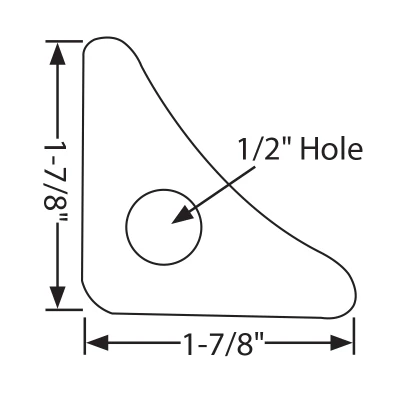 Gusset, Triangular, 1-7/8 x 1-7/8 in, 1/2 in ID Hole, 1/8 in Thick, Steel, Natural, Each - PPM-621G