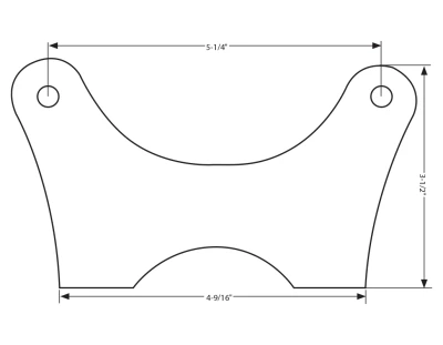 Caliper Bracket, 5.25 in Dynalite, 3/8-24 in holes, 1/4 in thick, Steel, Front Spindle Mount, Weld on, Each - PPM-071BK