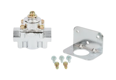 Fuel Pressure Regulator, 4-1/2 to 9 psi, In-Line, 3/8 in NPT Inlet, 3/8 in NPT Outlet, Aluminum, Chrome, Gas, Each - HOL12-803