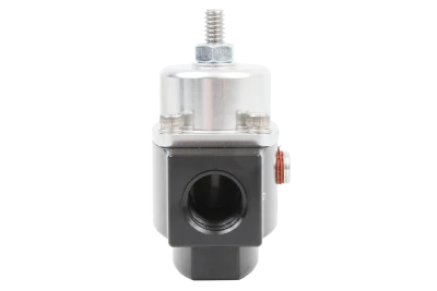 Fuel Pressure Regulator, HP Billet, 4.5 to 9 psi, In-Line, 3/8 in NPT Inlet, 3/8 in NPT Outlet, 1/8 in NPT Port, Bypass, Aluminum, Natural / Black Anodized, Diesel / E85 / Gas, Each - HOL12-841