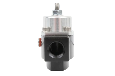 Fuel Pressure Regulator, Street / Strip, 4.5 to 9 psi, In-Line, 3/8 in NPT Inlet, 3/8 in NPT Outlet, Aluminum, Natural / Black Anodized, Diesel / E85 / Gas, Each - HOL12-840