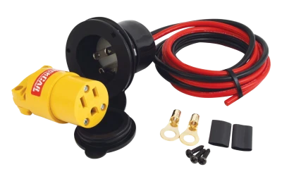 Accessory Plug-In, 110V, Flange Mount, 3-Prong Male Socket, Cover / Terminals / Wires Included, Kit - QCP-57-723